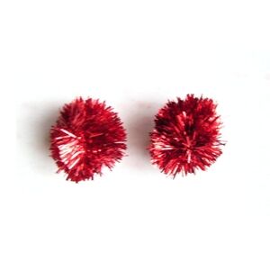 Red Pom Pom Tinsel Earrings